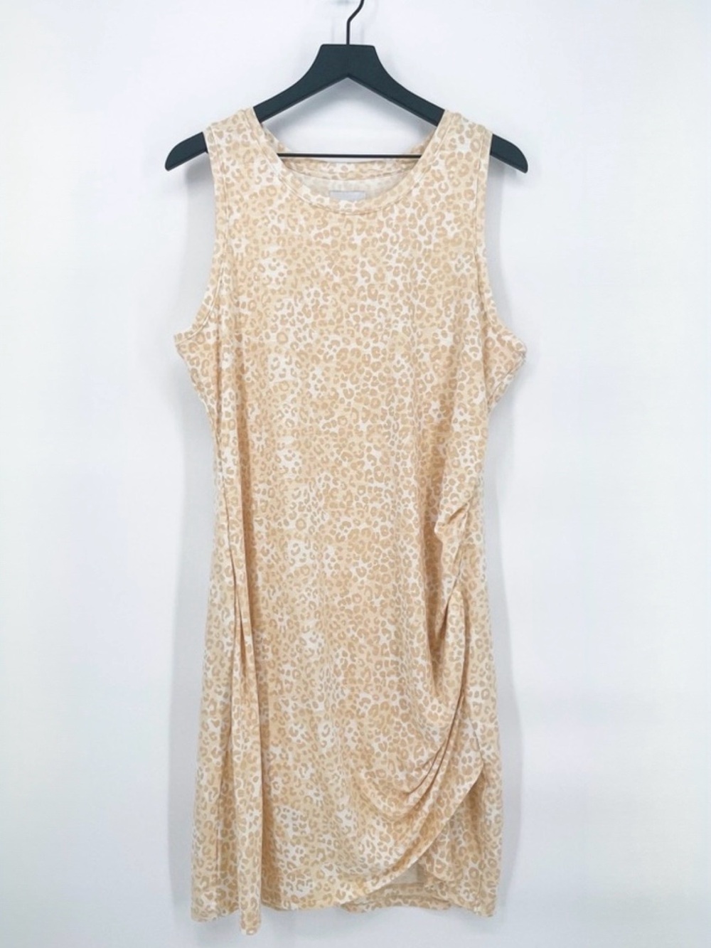 ☀️ 3/$25 Nine West Leopard Print Tulip Hem Mini Dress Neutral XXL